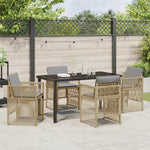 Conjunto de Jantar para Jardim HKH de 5 Peças com Almofadas em Rattan Poly , Mesa de Jardim HKH em Preto 140x80x73 Cm com Vidro Temperado - Bege