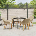 HKH Conjunto de Jantar de Jardim de 5 Peças Beige em Rattan Poliéster - Bege