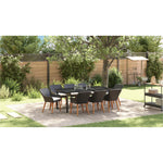 HKH Conjunto de Jantar para Jardim com 9 Peças em Vime - Preto