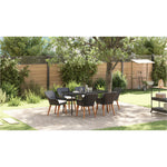 HKH Conjunto de Jantar de Jardim de 7 Peças em Rattan - Preto