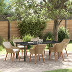 HKH Conjunto de Jantar de Jardim de 7 Peças em Rattan - Bege