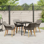 HKH Conjunto de Jantar de Jardim de 5 Peças Cinza Poliéster Rattan - Cinzento