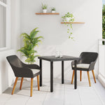 HKH Conjunto de Jantar de Jardim de 3 Peças em Rattan Poliéster - Preto