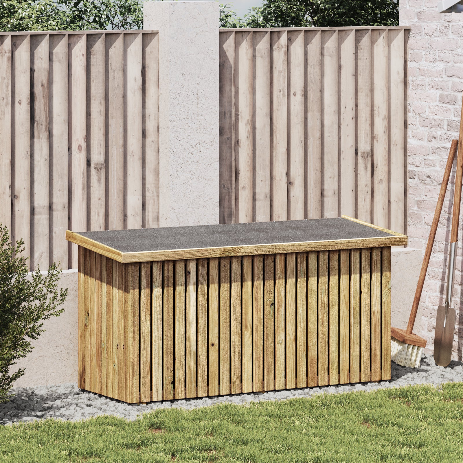 HKH Caja De Almacenamiento 119x44x58.5 Cm Madera De Pino Tratada - Marrón