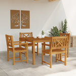 Conjunto de Jantar para Jardim HKH 5 Peças em Madeira Sólida de Acácia, Cadeiras de Jardim HKH 2 Pcs 56x56x90 Cm em Madeira Sólida de Acácia - Castanho