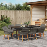 HKH Conjunto de Jantar de Jardim 9 Peças Cinza Rattan Poliéster - Cinzento