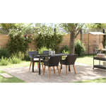 HKH Conjunto de Jantar de 5 Peças Rattan Sintético - Preto