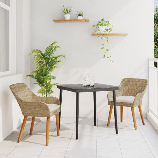 HKH Conjunto de Jantar de 3 Peças em Rattan Poliéster - Bege