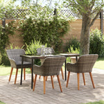 HKH Conjunto de Jantar para Jardim de 5 Peças em Rattan - Cinzento
