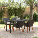 HKH Conjunto de Jantar de 5 Peças Rattan Sintético - Preto