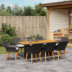 HKH Conjunto de Jantar de Jardim de 9 Peças Vime - Preto