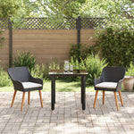 HKH Conjunto de Jantar de Jardim de 3 Peças em Rattan Poliéster - Preto