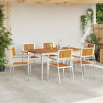 HKH Conjunto de Jantar de Jardim de 7 Peças em Madeira Sólida de Acácia com Mesa de Jantar 150x90x75 Cm + 2 Cadeiras Empilháveis + 4 Cadeiras Empilháveis - Castanho
