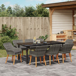 HKH Conjunto de Jantar de Jardim 9 Peças Cinza Rattan Poliéster - Cinzento
