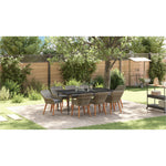 HKH Conjunto de Jantar de Jardim 9 Peças Cinza Rattan Poliéster - Cinzento