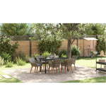 HKH Conjunto de Jantar de Jardim com 7 Peças em Rattan Poly Cinza - Cinzento