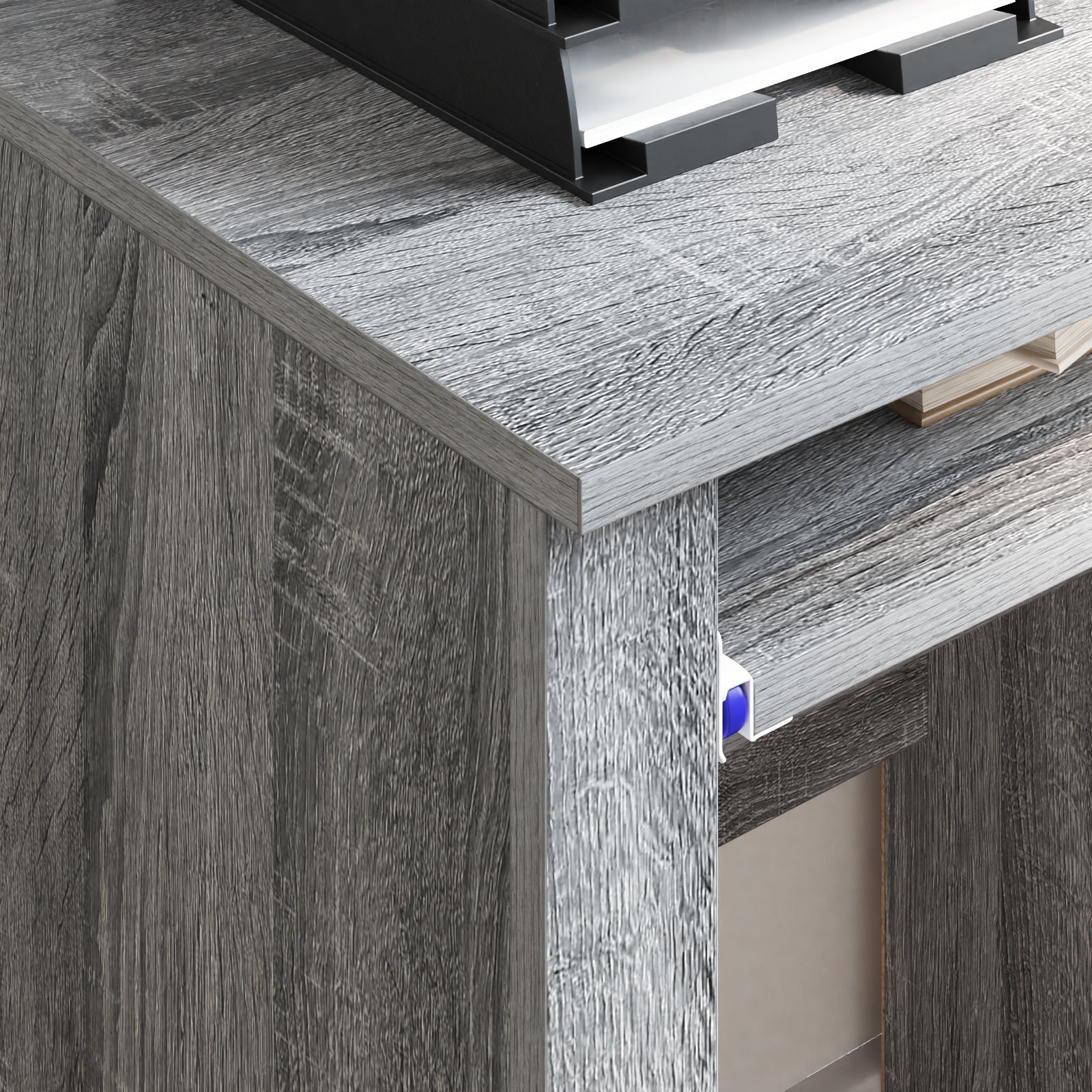 HKH Mesa de ordenador Gris Gris Sonoma Madera de Ingeniería Mediana