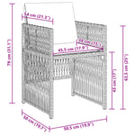 Conjunto de Jantar para Jardim HKH de 5 Peças com Almofadas em Rattan Poly , Mesa de Jardim HKH em Preto 140x80x73 Cm com Vidro Temperado - Bege