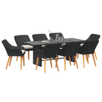 HKH Conjunto de Jantar de Jardim de 9 Peças em Rattan - Preto