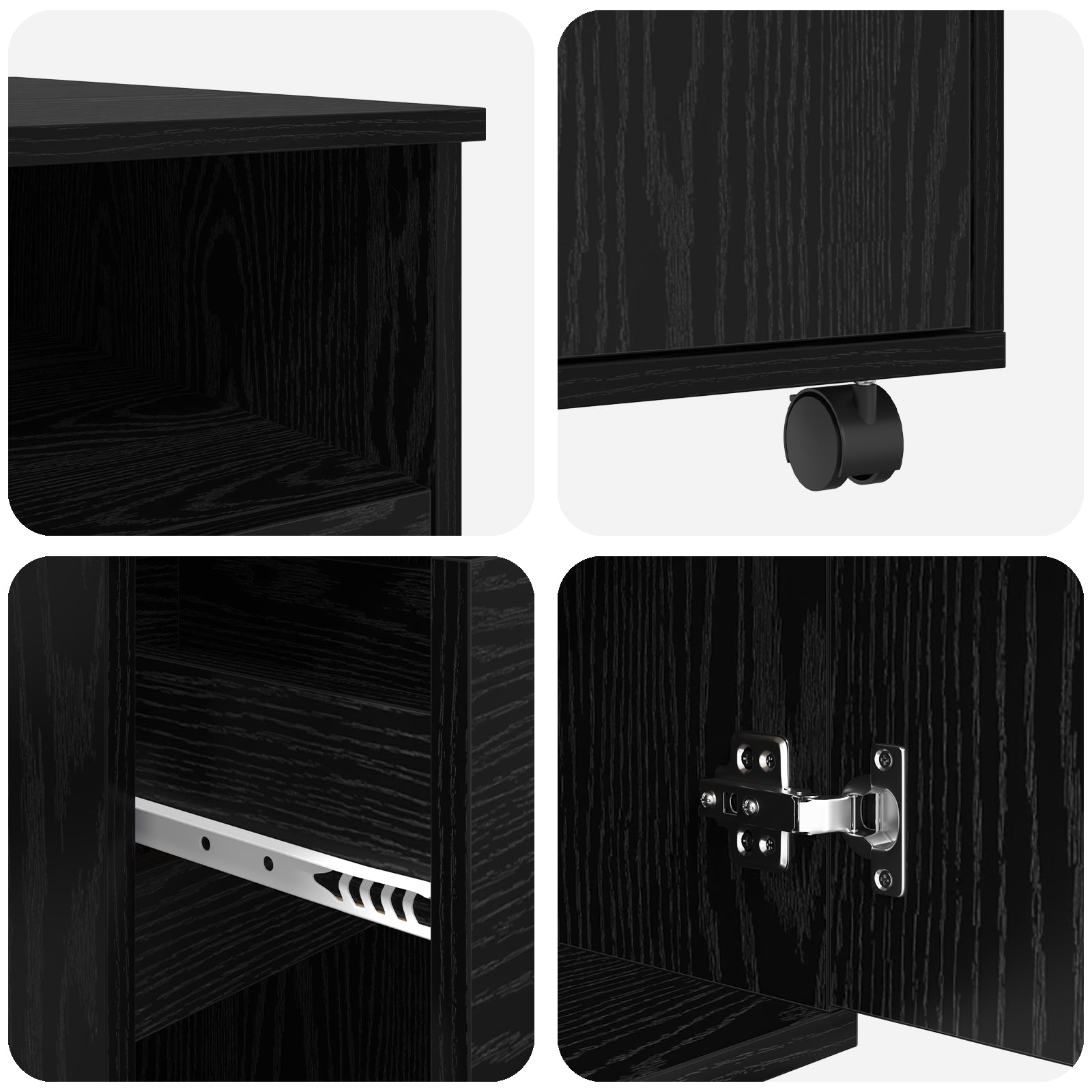 HKH Escritorio para Ordenador de Madera Roble - Negro