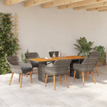 HKH Conjunto de Jantar de Jardim de 7 Peças Cinza Rattan Sintético - Cinzento