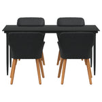 HKH Conjunto de Jantar de 5 Peças para Jardim em Rattan - Preto