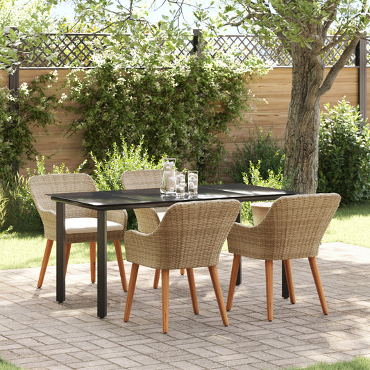HKH Conjunto de Jantar para Jardim de 5 Peças em Rattan Poly - Bege