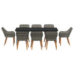 HKH Conjunto de Jantar de Jardim 9 Peças Cinza Rattan Poliéster - Cinzento