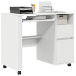 HKH Escritorio para ordenador blanco con cajones Blanco