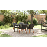 HKH Conjunto de Jantar de 5 Peças para Jardim em Rattan - Preto