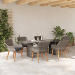 HKH Conjunto de Jantar 7 Peças Cinza Rattan Poly - Cinzento