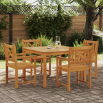 Conjunto de Jantar para Jardim HKH 5 Peças em Madeira Sólida de Acácia, Cadeiras de Jardim HKH 2 Pcs 56x56x90 Cm em Madeira Sólida de Acácia - Castanho