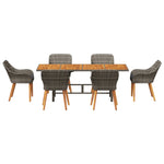 HKH Conjunto de Jantar de Jardim de 7 Peças Cinza Rattan Sintético - Cinzento