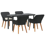 HKH Conjunto de Jantar para Jardim de 5 Peças Rattan Sintético - Preto