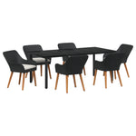 HKH Conjunto de Jantar de 7 Peças em Polyrattan - Preto
