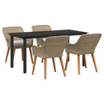 HKH Conjunto de Jantar para Jardim de 5 Peças em Rattan Poly - Bege