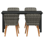 HKH Conjunto de Jantar de Jardim com 5 Peças em Rattan Cinza - Cinzento