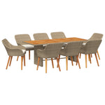 HKH Conjunto de Jantar de Jardim 9 Peças Vime - Bege