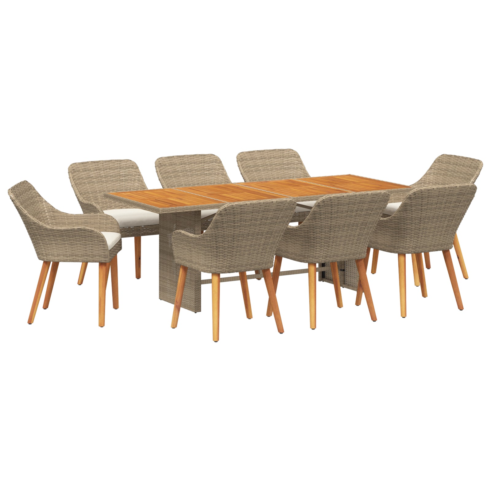 HKH Conjunto de Jantar de Jardim 9 Peças Vime - Bege