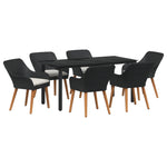 HKH Conjunto de Jantar de Jardim de 7 Peças de Rattan de Poliéster - Preto