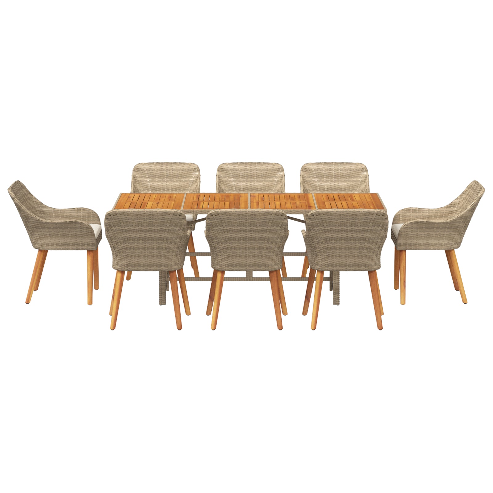 HKH Conjunto de Jantar de Jardim 9 Peças Vime - Bege