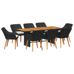 HKH Conjunto de Jantar de Jardim de 9 Peças Vime - Preto