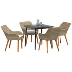 HKH Conjunto de Jantar de Jardim de 5 Peças Beige em Rattan Poliéster - Bege