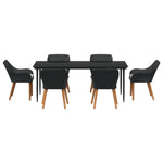 HKH Conjunto de Jantar de Jardim 7 Peças Polyrattan - Preto