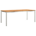 HKH Conjunto de Jantar de Jardim 9 Peças em Madeira Sólida de Acácia, HKH Mesa de Jantar Ao Ar Livre 200x90x74.5 Cm em Madeira Sólida de Acácia, HKH Cadeiras de Jardim Empilháveis 4 Pcs em Madeira Sólida de Acácia e Metal - Castanho