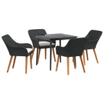 HKH Conjunto de Jantar de Jardim com 5 Peças em Rattan Poliéster - Preto