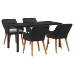 HKH Conjunto de Jantar de 5 Peças Rattan Sintético - Preto