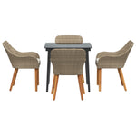 HKH Conjunto de Jantar de Jardim de 5 Peças Beige em Rattan Poliéster - Bege