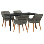 HKH Conjunto de Jantar de 5 Peças Cinza em Rattan Sintético - Cinzento