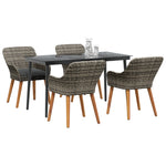 HKH Conjunto de Jantar para Jardim de 5 Peças em Rattan - Cinzento